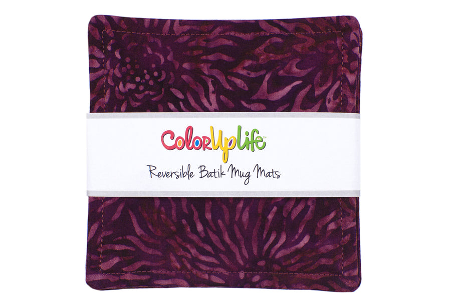 Pleasantly Plum Batik Fabric Mug Mats by ColorUpLife
