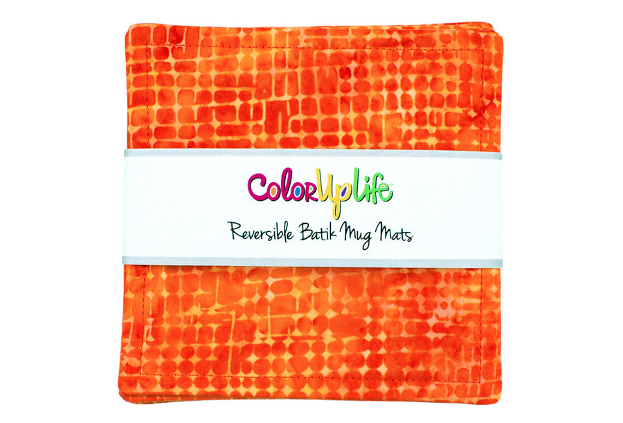 Tangerine Apricot Batik Fabric Mug Mats by ColorUpLife