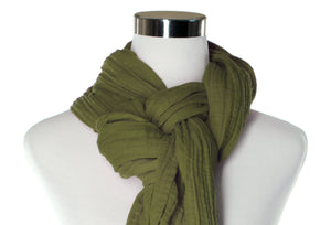 Olive Cotton Double Gauze Scarf by ColorUpLife