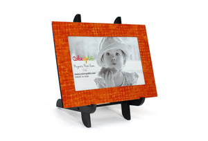 Orange Grid Magnetic Picture Frame Displayed on a Decorative Easel by ColorUpLife