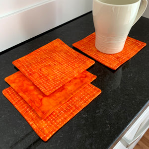 Tangerine Apricot Batik Fabric Mug Mats by ColorUpLife