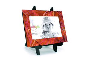 Leafy Orange Magnetic Picture Frame Displayed on a Decorative Easel by ColorUpLife