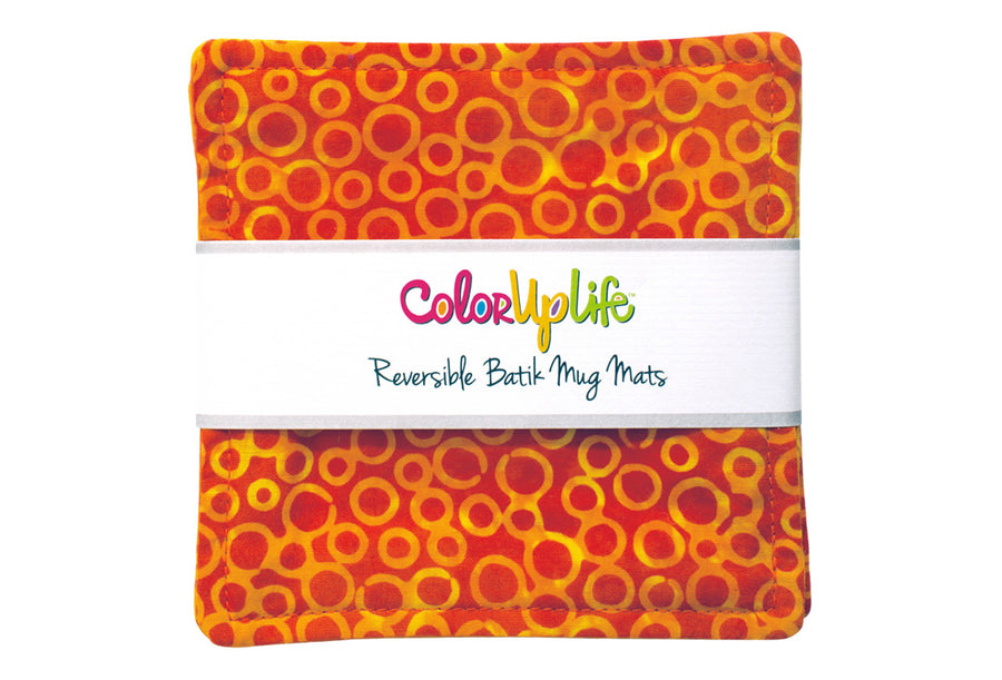 Orange and Yellow Batik Fabric Mug Mats by ColorUpLife