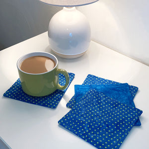 Party Blue Batik Fabric Mug Mats by ColorUpLife