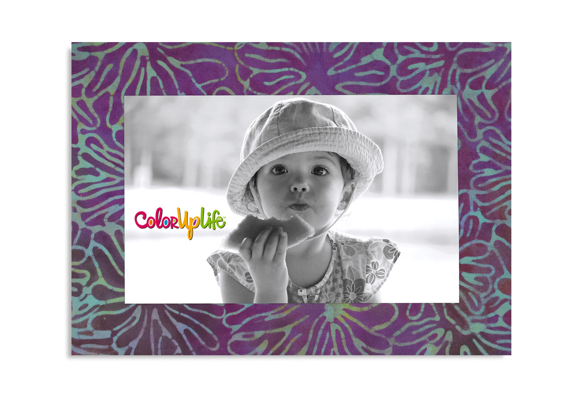 Purple and Teal Floral Magnetic Picture Frame by ColorUpLife