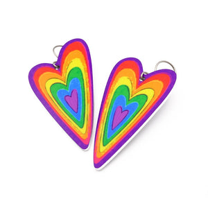 One pair of rainbow heart earrings by ColorUpLife