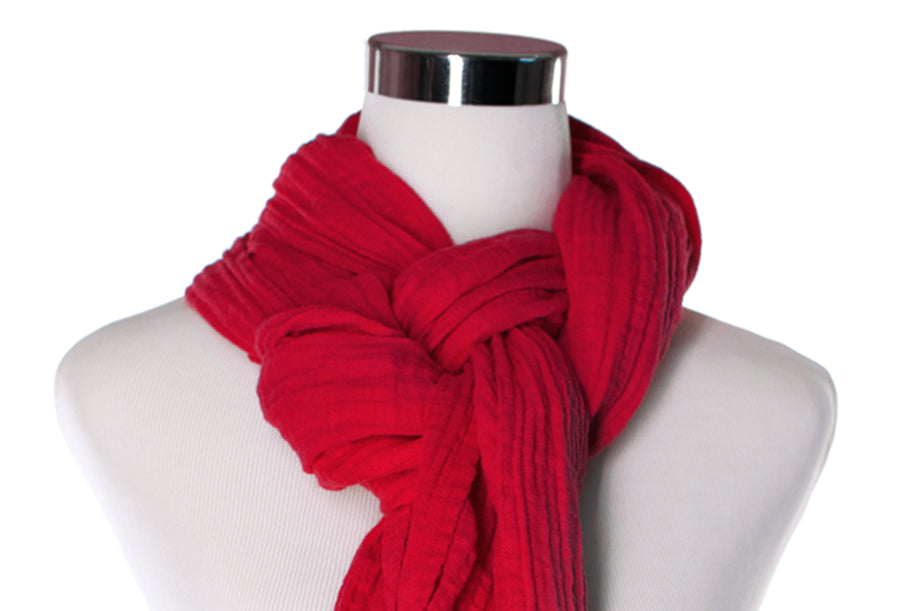 cotton double gauze scarf - scarlet red - ColorUpLife