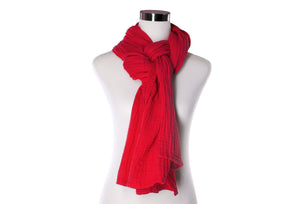 cotton double gauze scarf - scarlet red - ColorUpLife