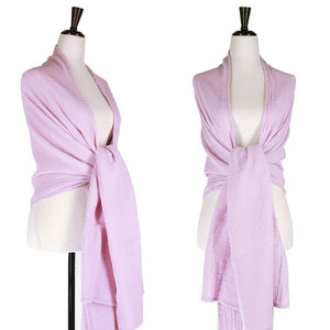 Lilac cotton scarf worn as a shawl by ColorUpLife