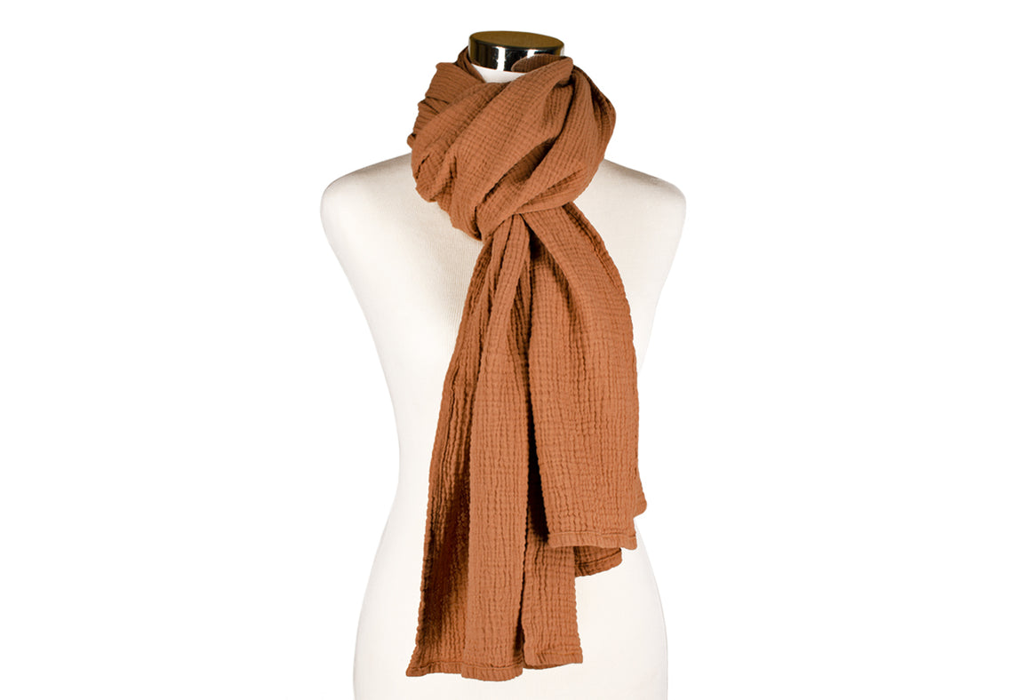 Terracotta Cotton Double Gauze Scarf by ColorUpLife