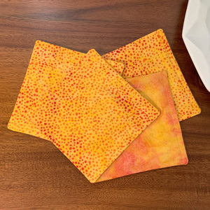 Yellow Dot Batik Fabric Mug Mats by ColorUpLife